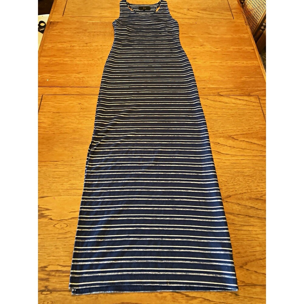 Jack. Women's Blue/White Striped Scoop Neck Sleeveless Pullover Maxi Dress XS